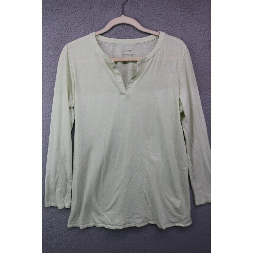Pure Jill 3/4 Sleeve Pima Cotton Tunic-Size Medium-Hidden Placket